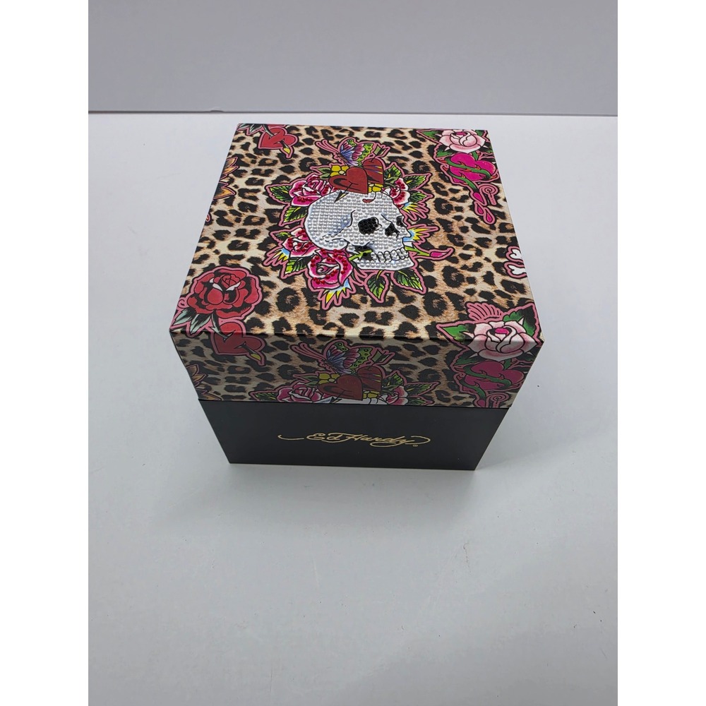 Ed Hardy Womens Rhinestone Silver Watch Y2K Octagon Face Original Box NWT - Picture 5 of 5